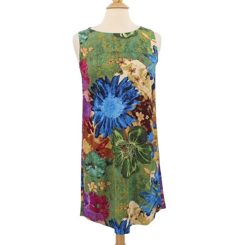 Jams World Jackie Shift Dress XS Floral Florica Print Rayon Sleeveless Shift